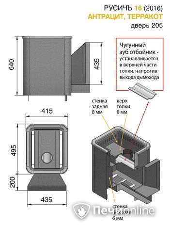 Дровяные печи-каменки Везувий Русичъ Антрацит 16 (205) 2016 в Великом Новгороде