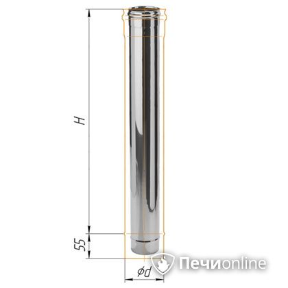 Дымоход Феррум Дымоход нержавейка 08 d-115 L=1м в Великом Новгороде