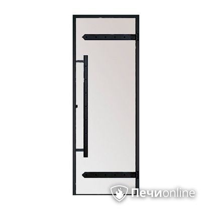 Дверь для бани Harvia Стеклянная дверь для сауны LEGEND 7/19 черная коробка сосна сатин D71905МL в Великом Новгороде