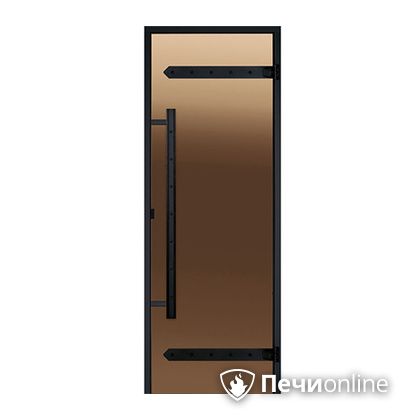 Дверь для бани Harvia Стеклянная дверь для сауны LEGEND 8/19 черная коробка сосна бронза  D81901МL в Великом Новгороде